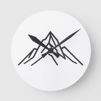 Minimal Alpine Mountain Line Art Wall Clock Runde Wanduhr