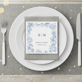 Minimal and Chic Blue Elegant Floral Serviette