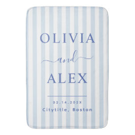 Minimal and Chic Blue French Personalized Wedding Badematte