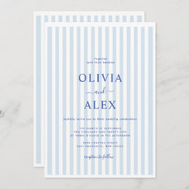 Minimal and Chic Blue French Personalized Wedding  Einladung