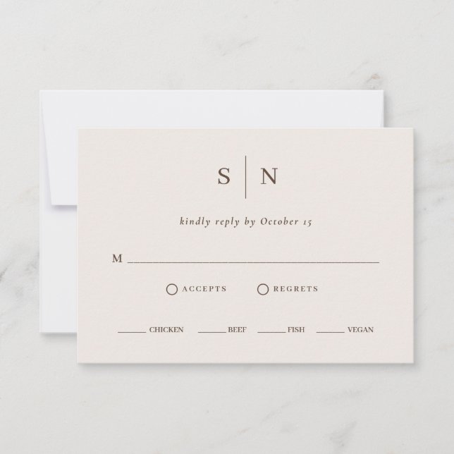 Minimal and Chic | Neutral Warm White Meal Choice RSVP Karte (Vorderseite)