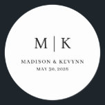 Minimal and Chic | Wedding Runder Aufkleber<br><div class="desc">These elegant, modern wedding or bridal shower Round Sticker feature a simple black and white text design that exudes minimalist style. Add your initials or monogram to make them completely your own.</div>