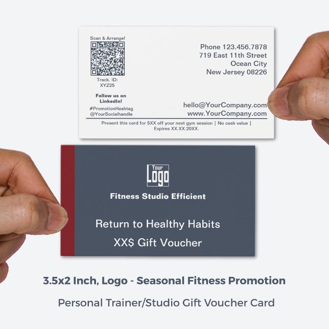 Minimal anpassbare Gym Promo Gutscheinkarte (3.5x2 Inch, Landscape Format, Minimal Adaptable Gym Promo Gift Voucher Card)