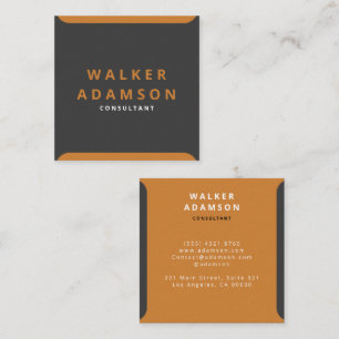Minimal Antique Bronze & Matte Black Quadratische Visitenkarte