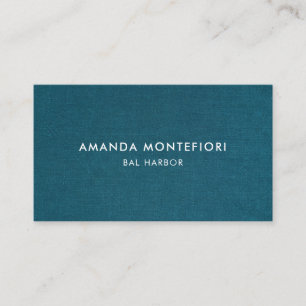 Minimal Aquamarine Linen Textur Moderne Beruflich Visitenkarte