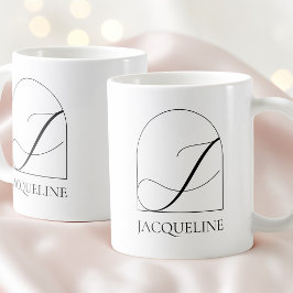 Minimal Arch Black Script Initial J Name Monogram Kaffeetasse