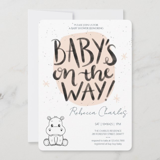 Minimal Baby Shower  Einladung (Vorderseite)
