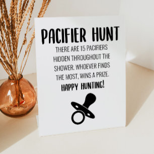 Minimal Baby Shower Schnuller Hunt Game Sockelschild