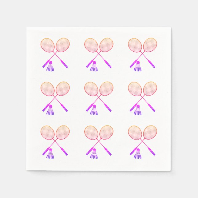 Minimal Badminton Rackets Shuttlecock Birdie Serviette (Vorderseite)