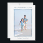 MINIMAL BEACH CHRISTMAS FOTOKARTE FLORIDA FEIERTAGSKARTE<br><div class="desc">Diese moderne und minimale Florida inspiriert blauen Aquarellrahmen Strand Weihnachtskarte ist so elegant und küstennah. Es ist einfach, es mit Ihrem Namen und Gruß zu personalisieren. Sie können auch Ihren Platz im Gruß anpassen, für die personalisiertste Art von Urlaubskarte! Und... es macht Spaß, Ihre Lieblingsbilder vom Familienstrand zauberhaft in das...</div>