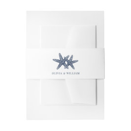 Minimal Beach Starfish Wedding Navy Blue Einladungsbanderole