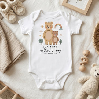 Minimal Bear Mom Baby First Mothers Day Strampler