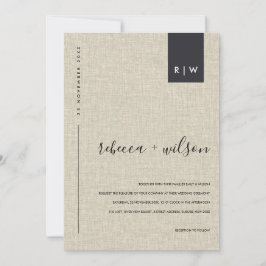 MINIMAL BEIGE CAMAL LINEN TYPOGRAPHY WEDD EINLADUNG