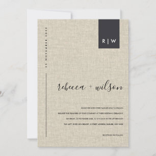 MINIMAL BEIGE CAMAL LINEN TYPOGRAPHY WEDD EINLADUNG