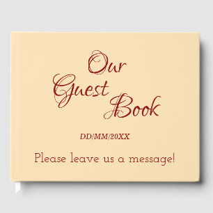 Minimal Beige, Dark Red Generic Guest Book Gästebuch