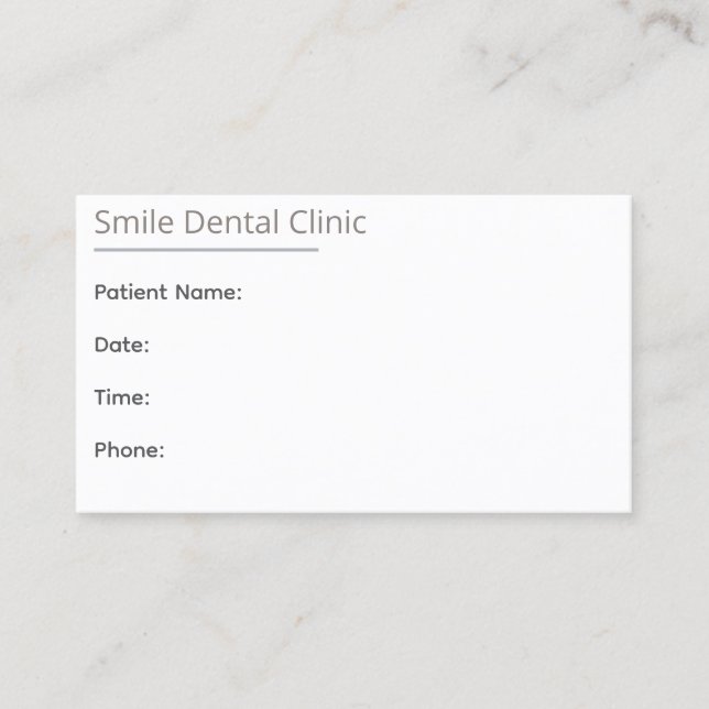 Minimal Beige Dental Appointment Card One Line Terminkarte (Vorderseite)