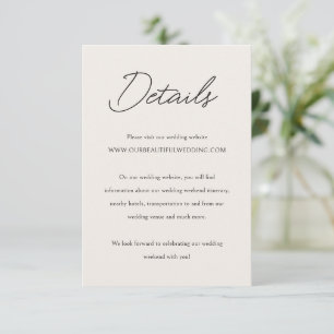 Minimal Beige Formal Elegante Hochzeit Begleitkarte