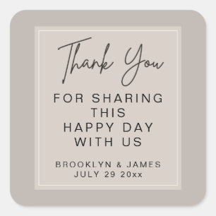 Minimal Beige Hochzeit Danke Stickers