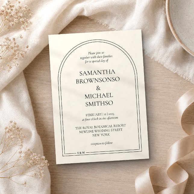 Minimal Beige Simple Wedding Einladung (Von Creator hochgeladen)