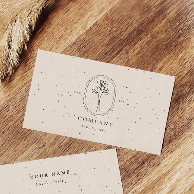 Minimal Beige Textured Florist Business Card Visitenkarte (Von Creator hochgeladen)