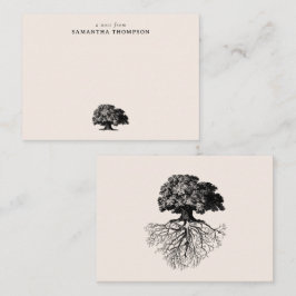 Minimal Beige Vintag Tree Individuelle Name Mitteilungskarte