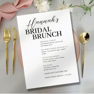 Minimal benutzerdefiniertes Bridal Brunch Menü Menükarte