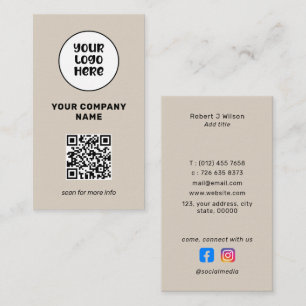 Minimal Berufliche Logo QR Code Social Media Visitenkarte