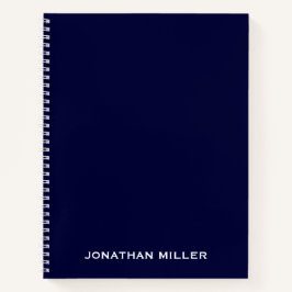 Minimal Berufliches Monogram Navy Blue Notebook Notizbuch