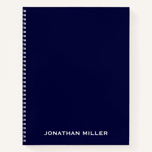 Minimal Berufliches Monogram Navy Blue Notebook Notizbuch (Vorderseite)