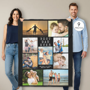 Minimal BEST DAD EVER 9 Foto-Collage Personalisier Fleecedecke