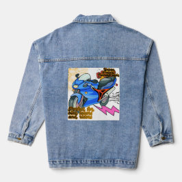 Minimal Bike Art Graphic Denim Jacket Jeansjacke