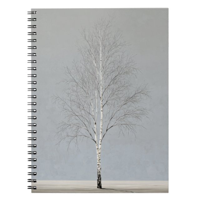 Minimal Birch Tree Soft Gray Notebook Notizblock (Vorderseite)