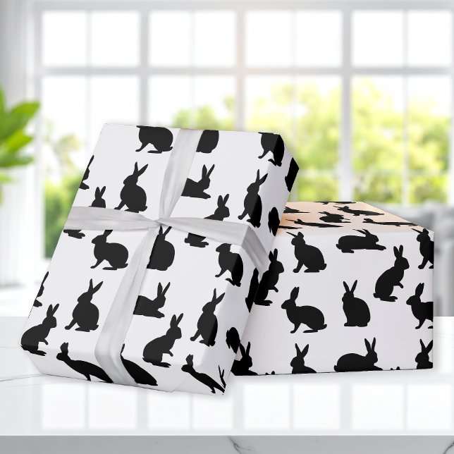 Minimal Black And White Easter Bunny Pattern Geschenkpapier (Von Creator hochgeladen)