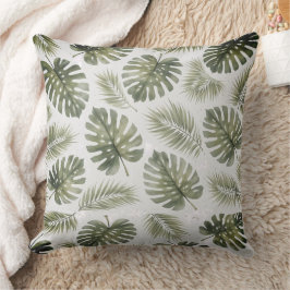 Minimal Black and White  Monstera Palm Leaves Kissen