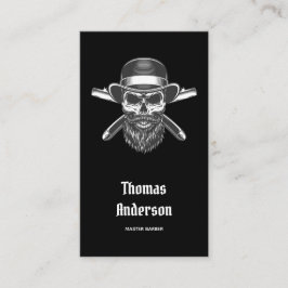 Minimal Black Beard Razors Logo Trendy Barbershop Visitenkarte