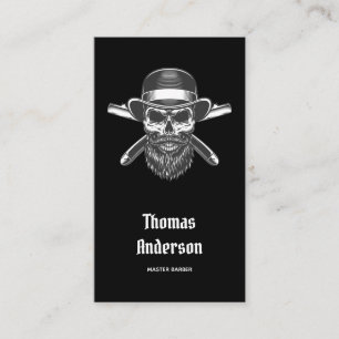 Minimal Black Beard Razors Logo Trendy Barbershop Visitenkarte