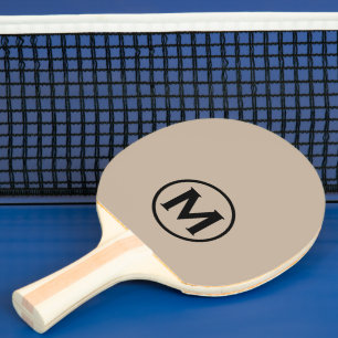 Minimal Black Beige Classic Monogram Tischtennis Schläger