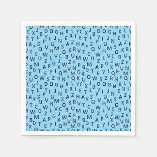Minimal Black Blue Alphabet Pattern Serviette