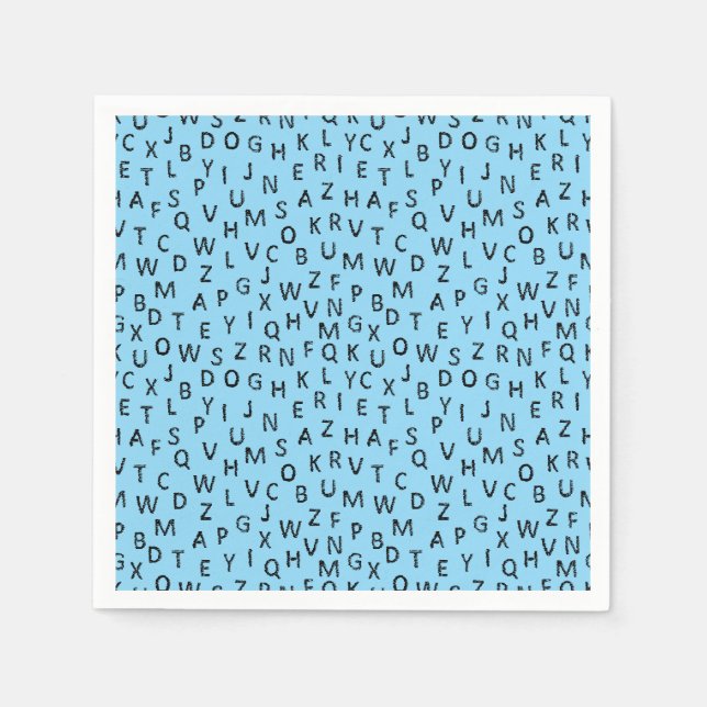 Minimal Black Blue Alphabet Pattern  Serviette (Vorderseite)