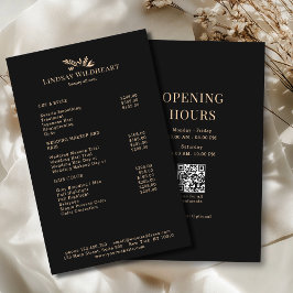 Minimal Black Botanical Salon QR Code Price List Flyer