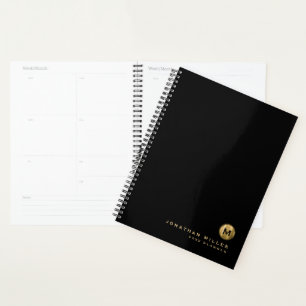 Minimal Black Brushed Gold Terminierungsbuch Planer