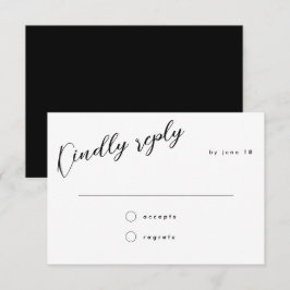 Minimal Black Calligraphy Wedding Gäste RSVP Karte