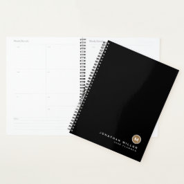 Minimal Black Gold Monogram Planer