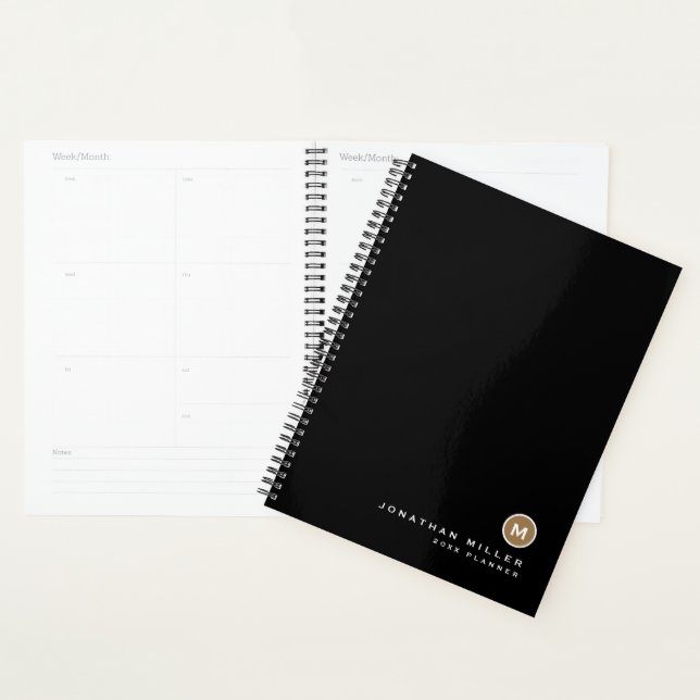 Minimal Black Gold Monogram Planer (Anzeige)