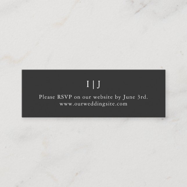Minimal Black Mini Wedding Website Enclosure Card Visitenkarte (Vorderseite)