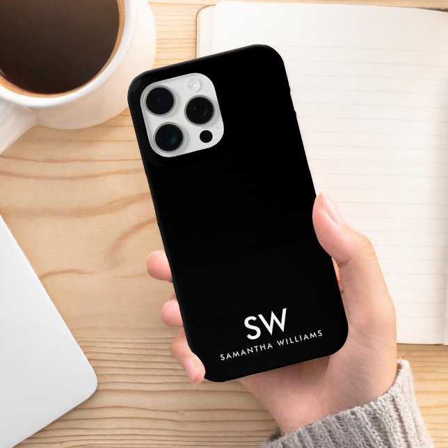 Minimal Black Modern Initial Monogram Case-Mate iPhone 14 Hülle (Von Creator hochgeladen)