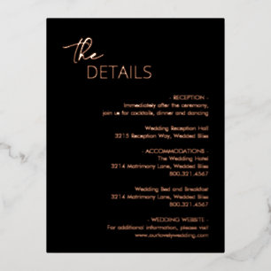 Minimal Black Modern Wedding Foil Enclosure Card Folie Einladungspostkarte