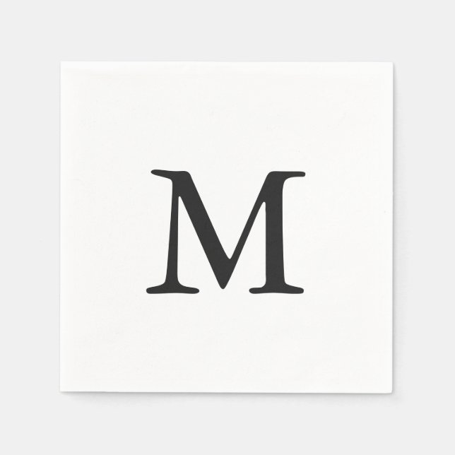 Minimal Black Monogram Wedding Serviette (Vorderseite)