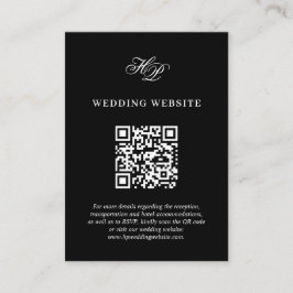 Minimal Black Monogram Wedding Website QR Code Begleitkarte