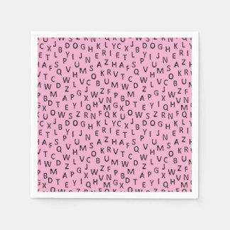 Minimal Black Pink Alphabet Pattern Serviette